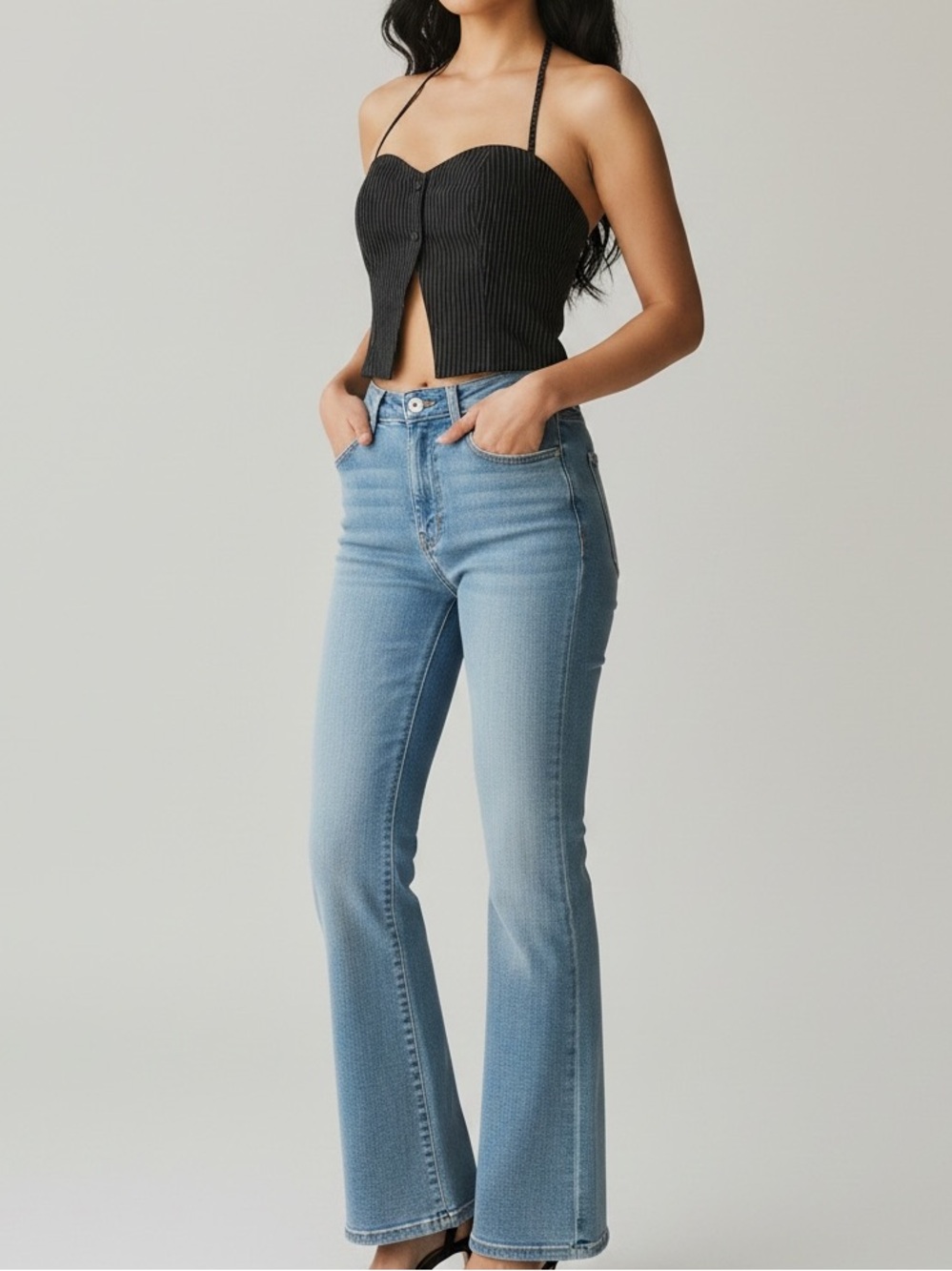 Pinstripe halter top